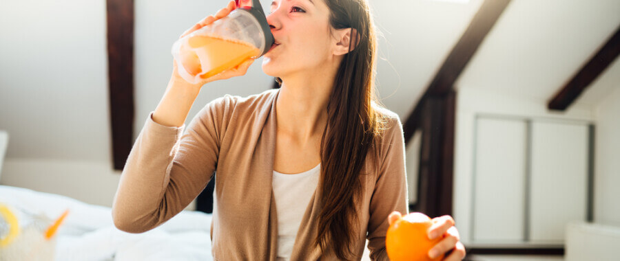 Woman boosting her immune system