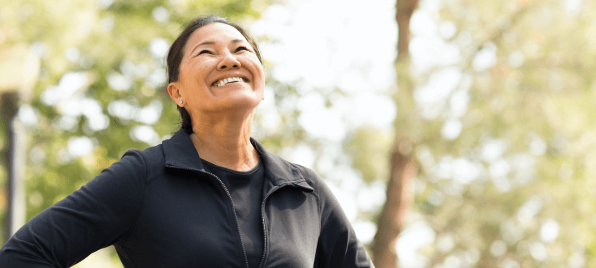 Woman smiling.