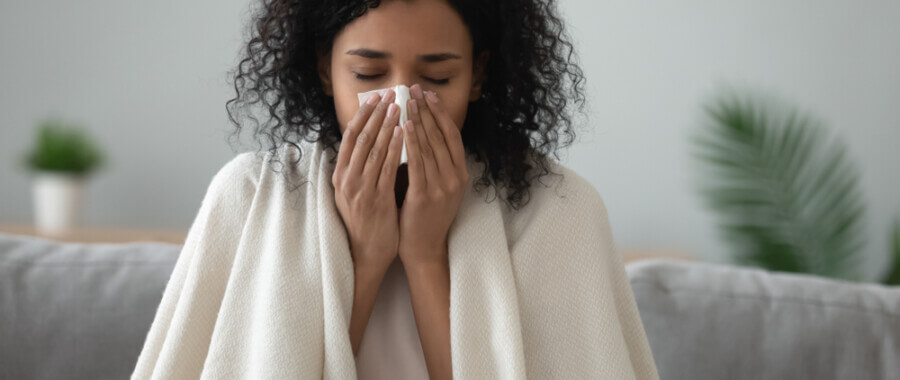 Sick woman with a weakened immune system