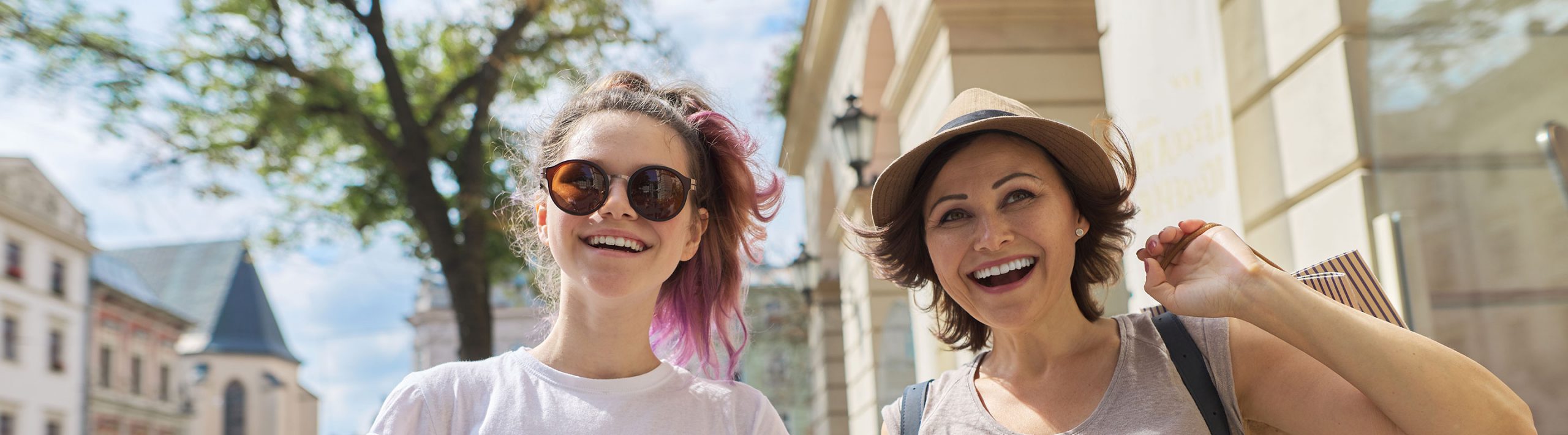Two women shopping.