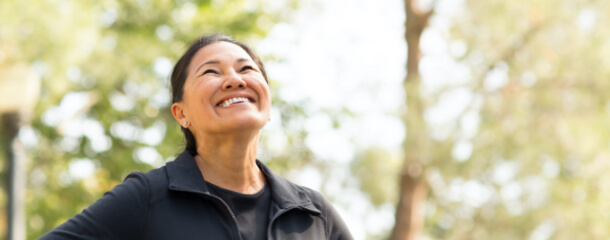Woman smiling.