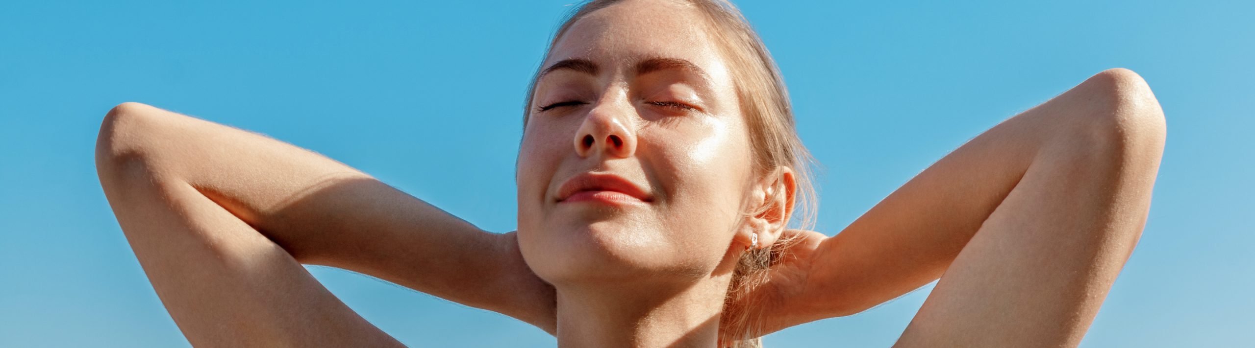 Woman basking in the sun.